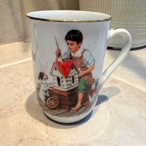 Vtg Norman Rockwell A Dollhouse For Sis mug